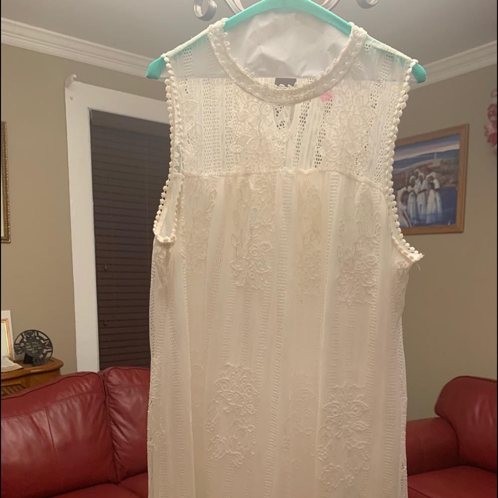 Off White Plus Size Lace Dress